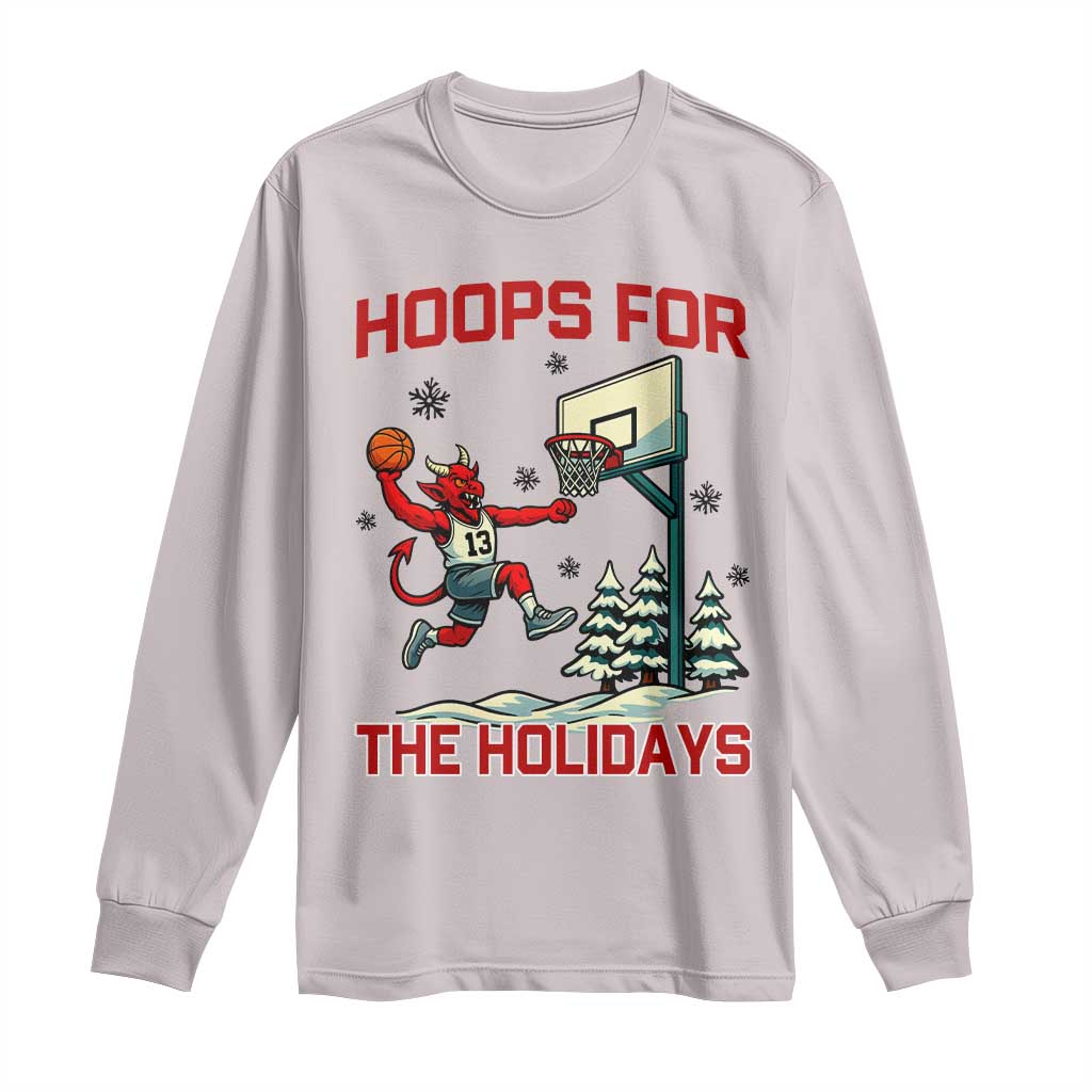 Funny Christmas Basketball Jersey Devil Long Sleeve Shirt Hoops For The Holidays - Wonder Print Shop