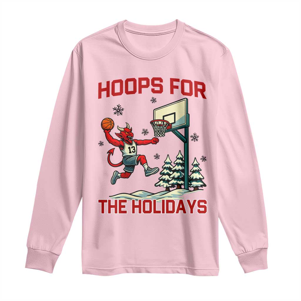 Funny Christmas Basketball Jersey Devil Long Sleeve Shirt Hoops For The Holidays - Wonder Print Shop