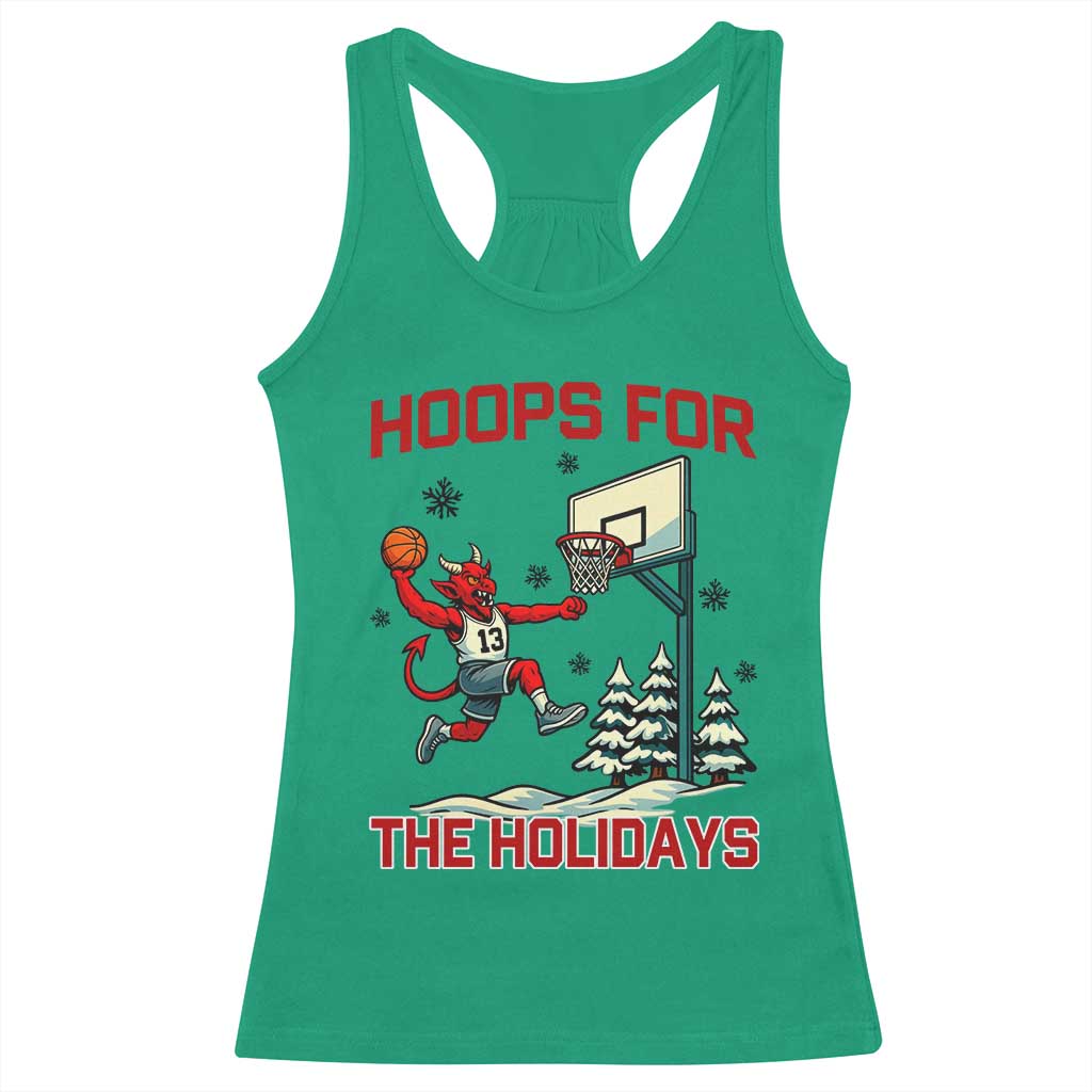 Funny Christmas Basketball Jersey Devil Racerback Tank Top Hoops For The Holidays - Wonder Print Shop
