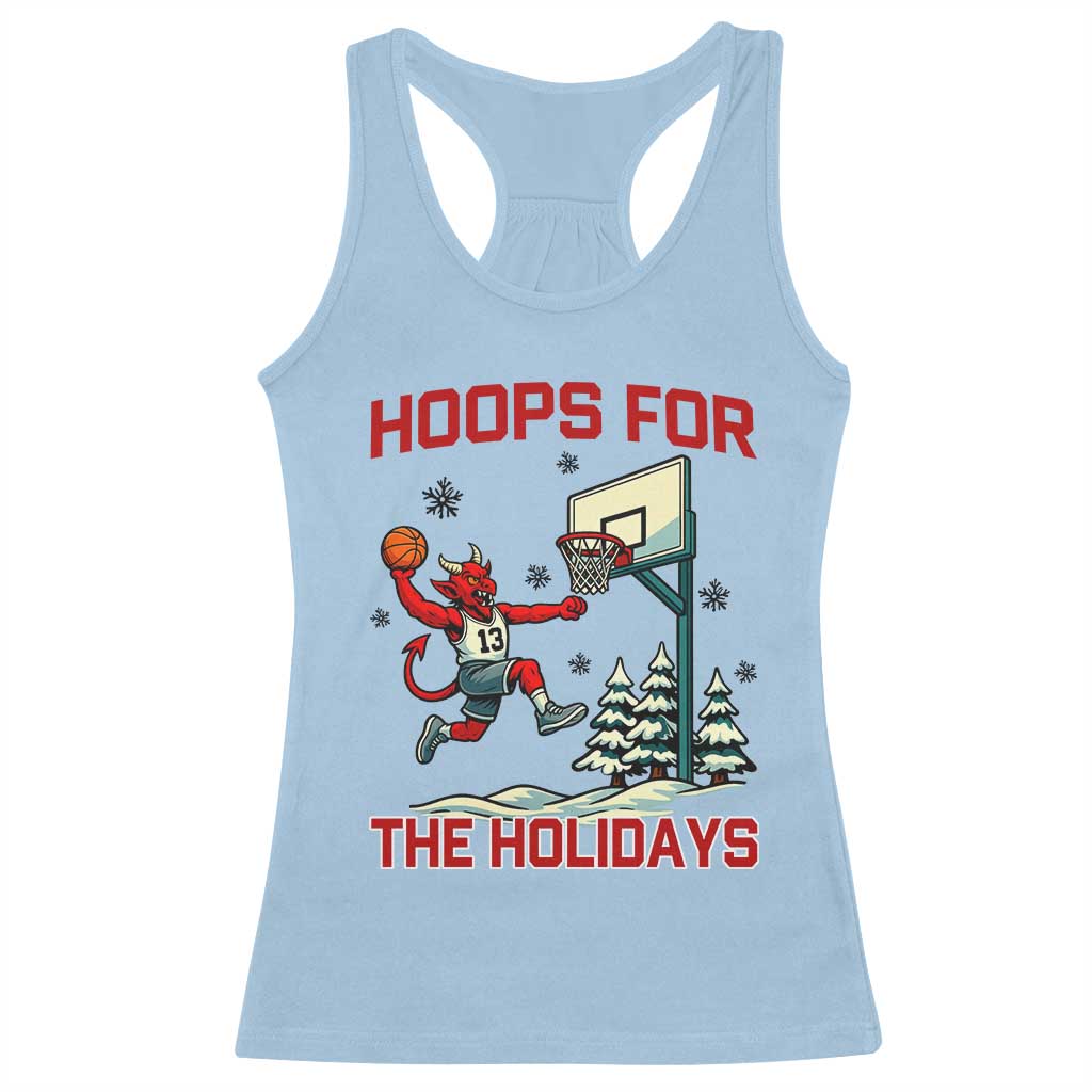 Funny Christmas Basketball Jersey Devil Racerback Tank Top Hoops For The Holidays - Wonder Print Shop