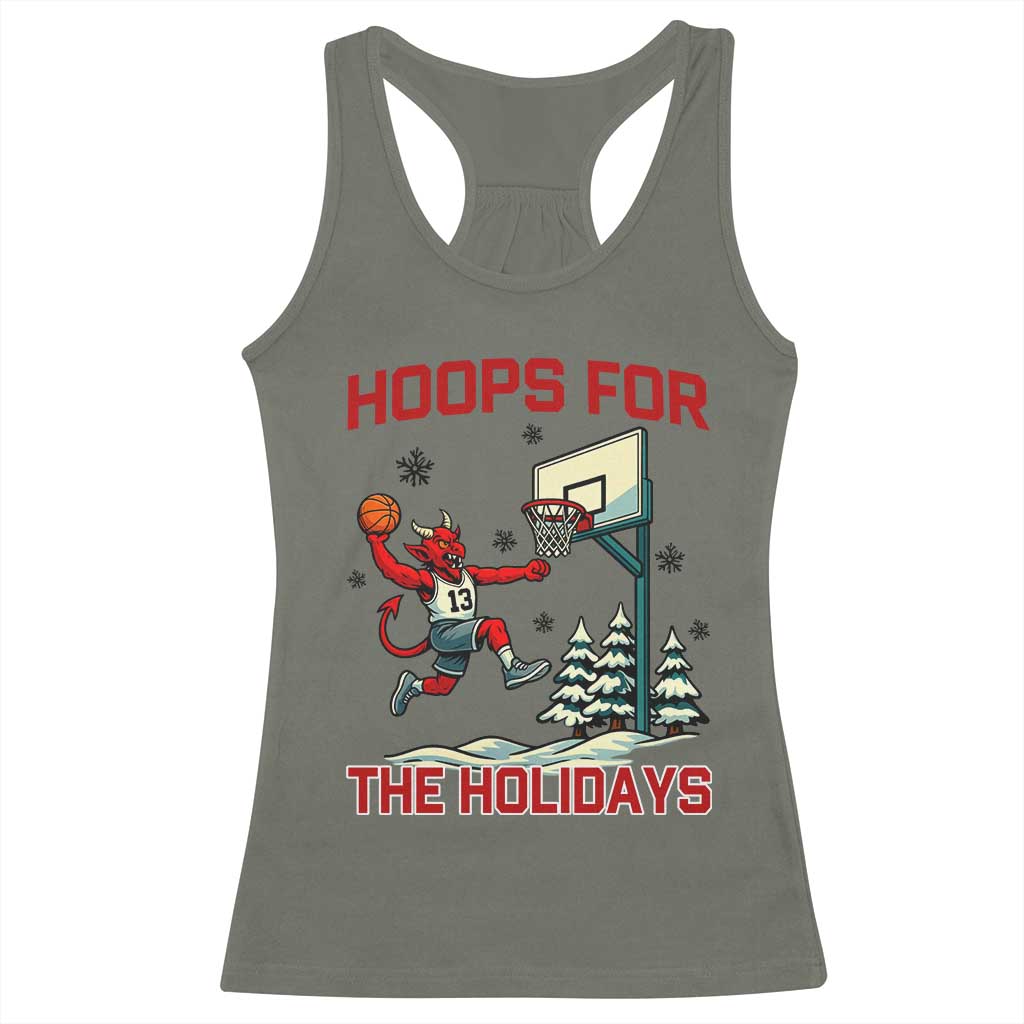Funny Christmas Basketball Jersey Devil Racerback Tank Top Hoops For The Holidays - Wonder Print Shop
