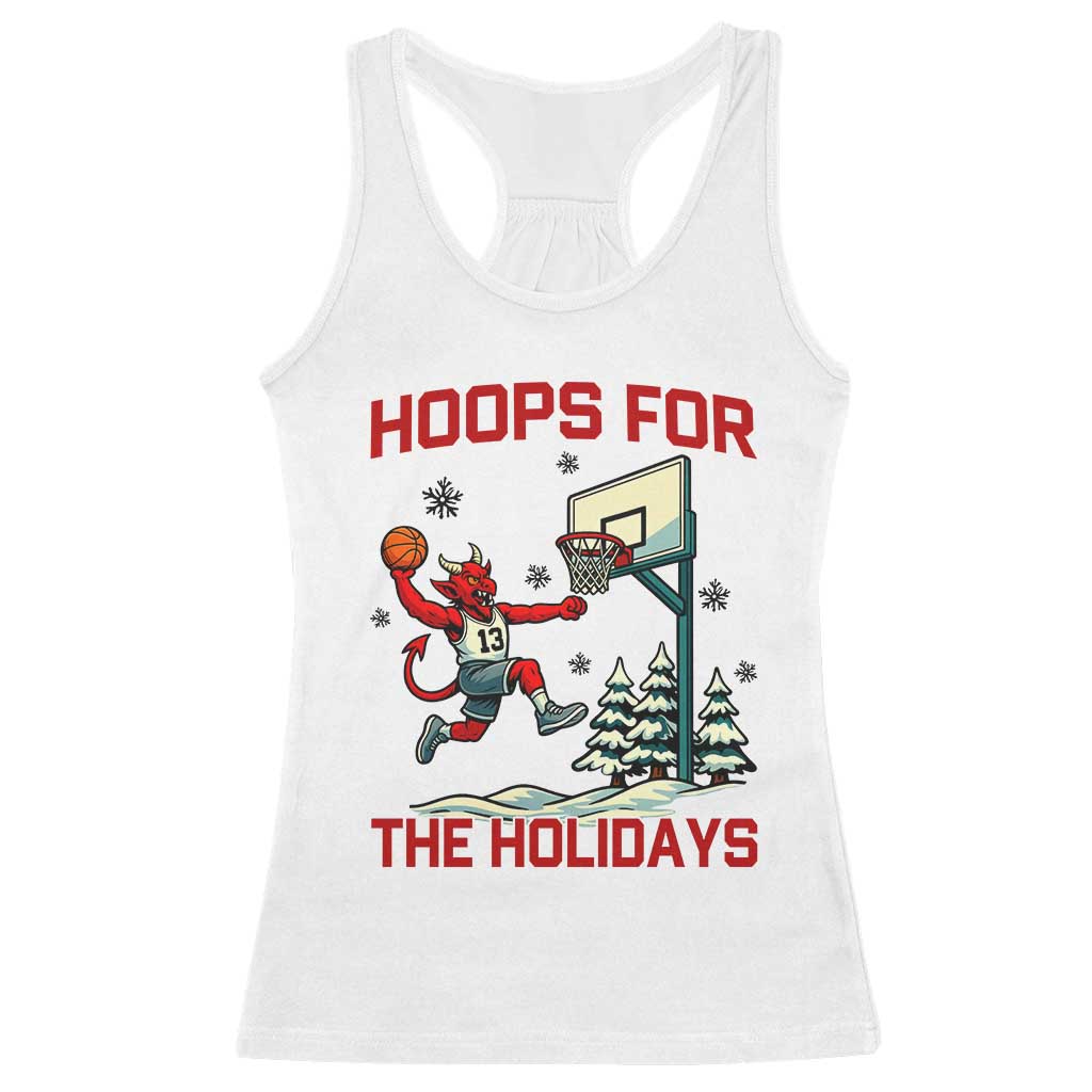 Funny Christmas Basketball Jersey Devil Racerback Tank Top Hoops For The Holidays - Wonder Print Shop