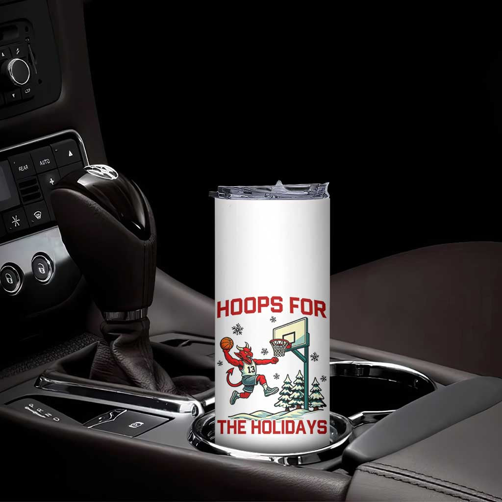 Funny Christmas Basketball Jersey Devil Skinny Tumbler Hoops For The Holidays