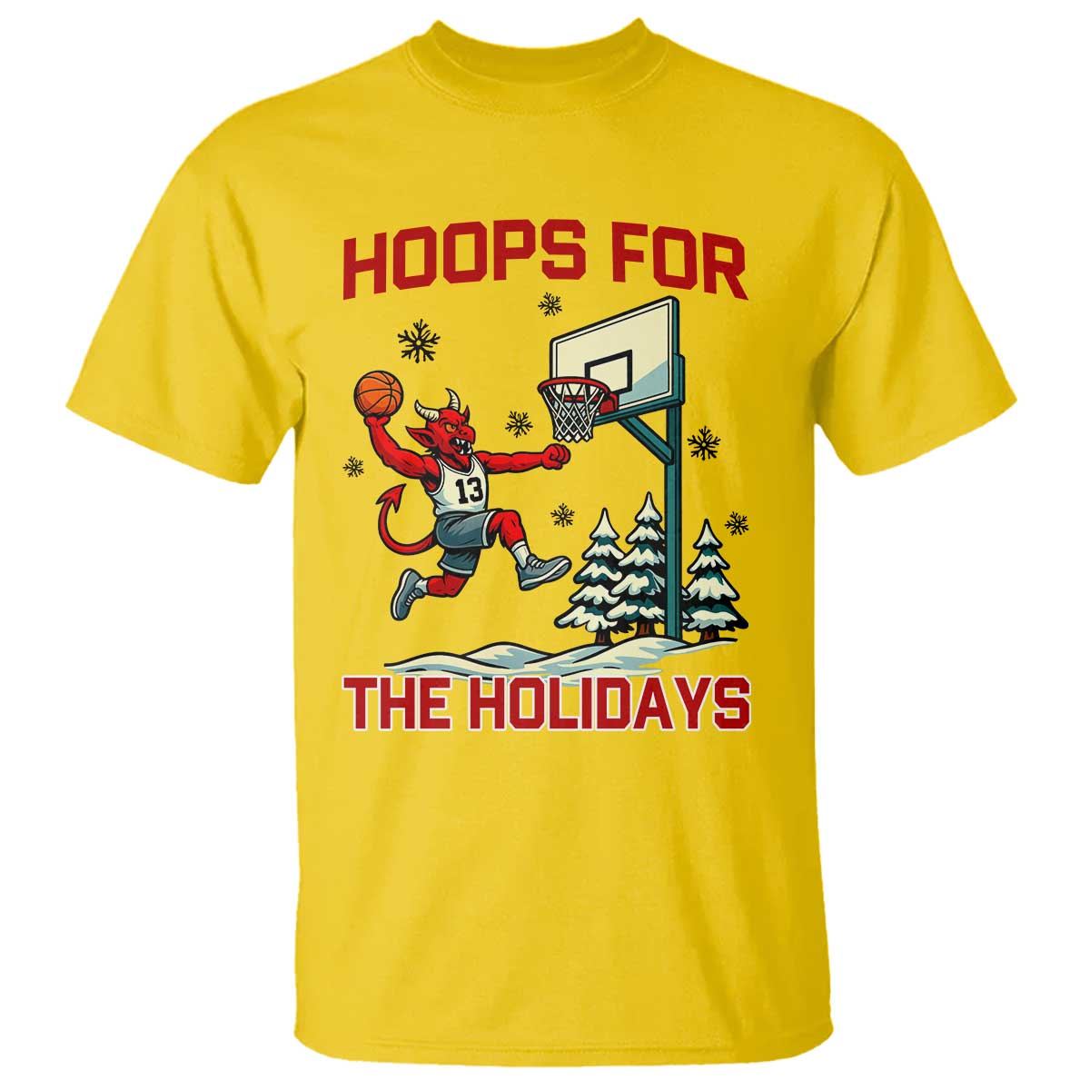 Funny Christmas Basketball Jersey Devil T Shirt Hoops For The Holidays - Wonder Print Shop