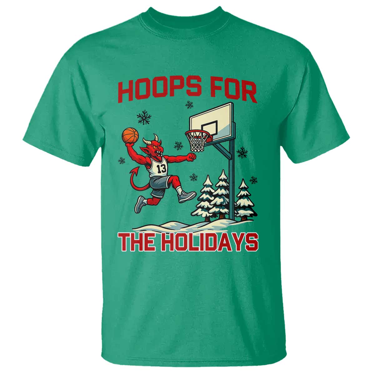 Funny Christmas Basketball Jersey Devil T Shirt Hoops For The Holidays - Wonder Print Shop