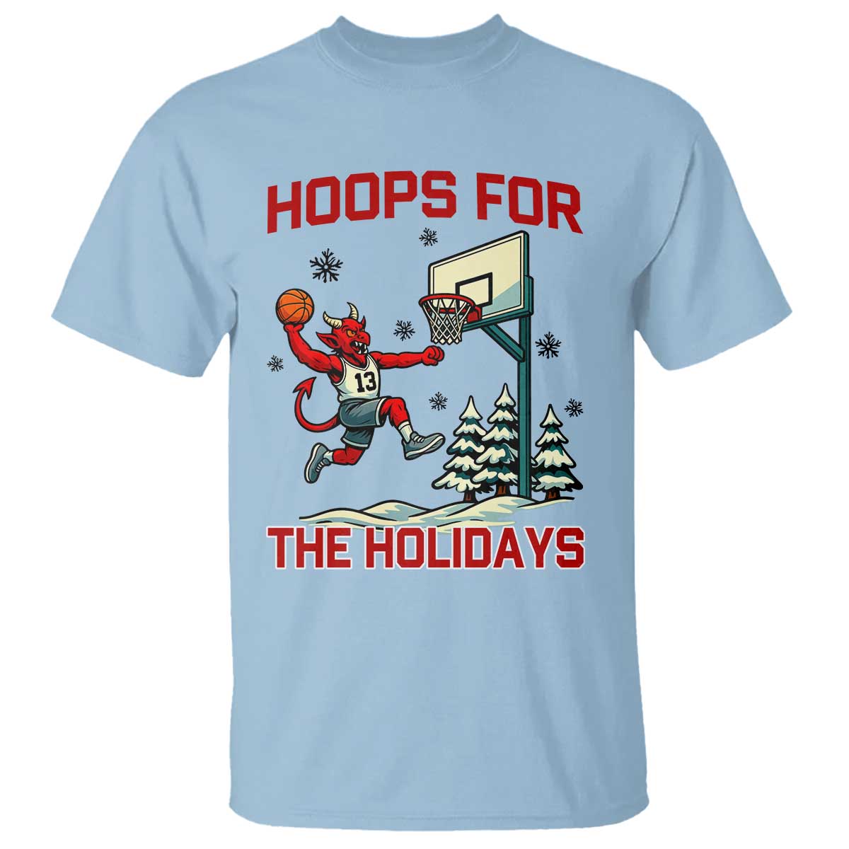 Funny Christmas Basketball Jersey Devil T Shirt Hoops For The Holidays - Wonder Print Shop