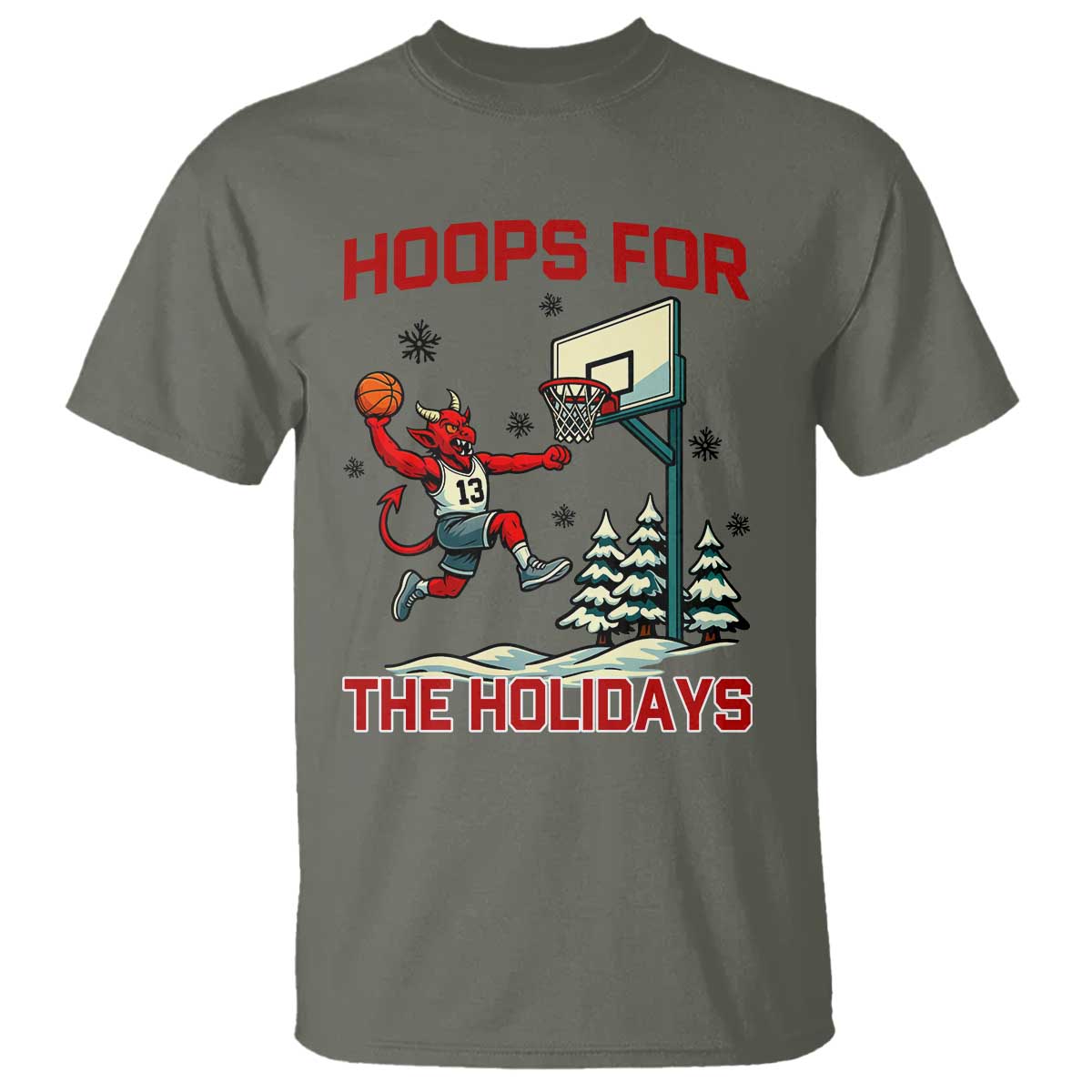 Funny Christmas Basketball Jersey Devil T Shirt Hoops For The Holidays - Wonder Print Shop