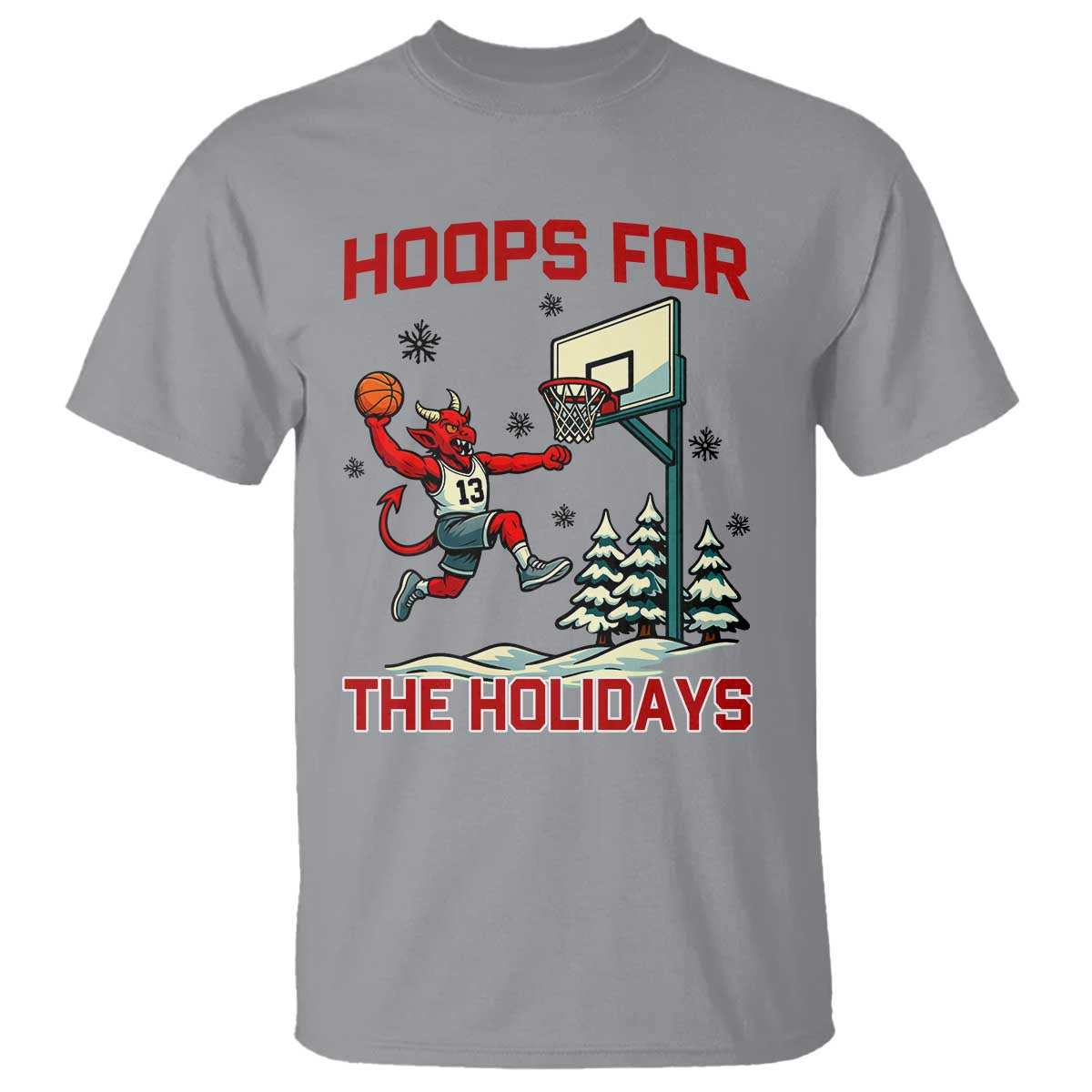 Funny Christmas Basketball Jersey Devil T Shirt Hoops For The Holidays - Wonder Print Shop