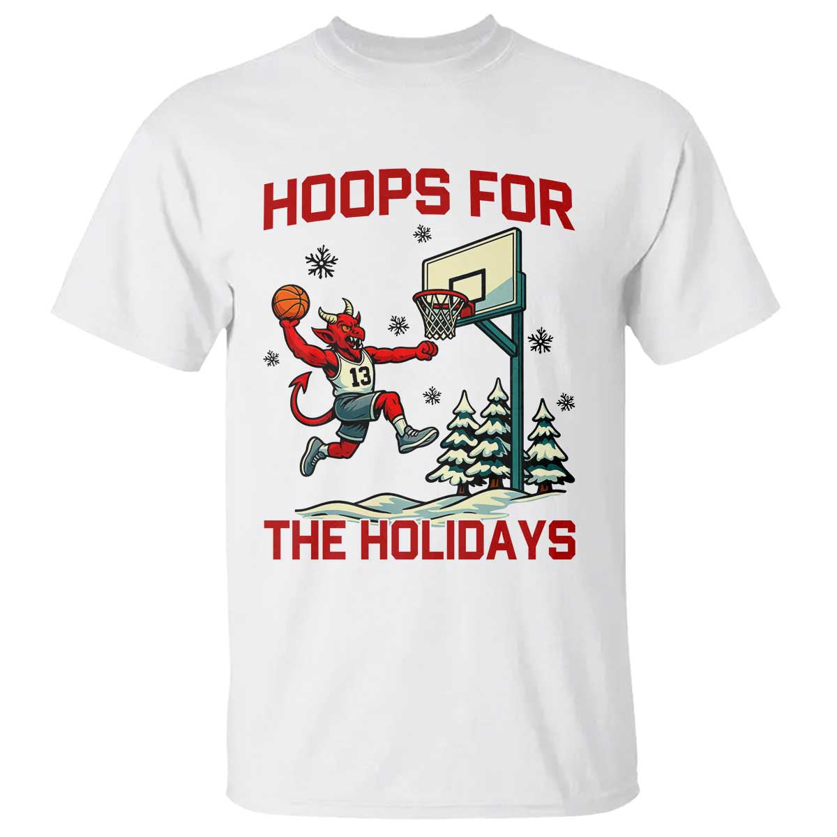 Funny Christmas Basketball Jersey Devil T Shirt Hoops For The Holidays - Wonder Print Shop