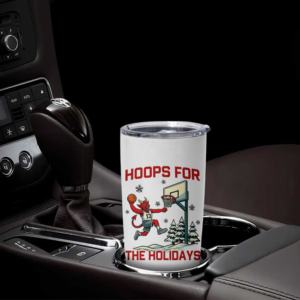 Funny Christmas Basketball Jersey Devil Tumbler Cup Hoops For The Holidays