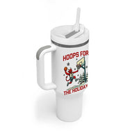 Funny Christmas Basketball Jersey Devil Tumbler With Handle Hoops For The Holidays