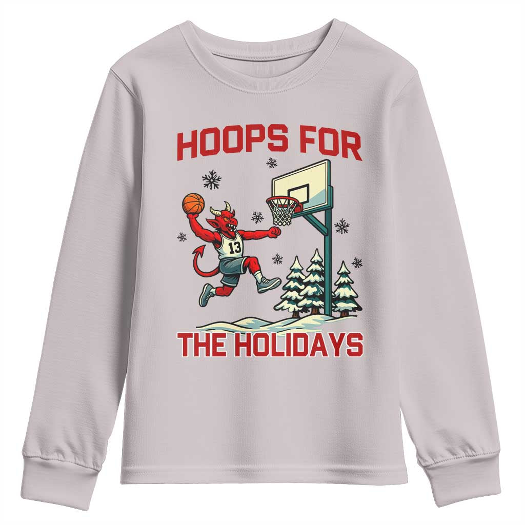 Funny Christmas Basketball Jersey Devil Youth Sweatshirt Hoops For The Holidays - Wonder Print Shop