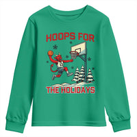 Funny Christmas Basketball Jersey Devil Youth Sweatshirt Hoops For The Holidays - Wonder Print Shop