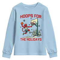 Funny Christmas Basketball Jersey Devil Youth Sweatshirt Hoops For The Holidays - Wonder Print Shop