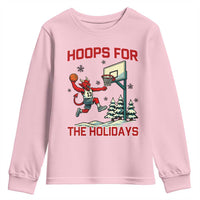Funny Christmas Basketball Jersey Devil Youth Sweatshirt Hoops For The Holidays - Wonder Print Shop