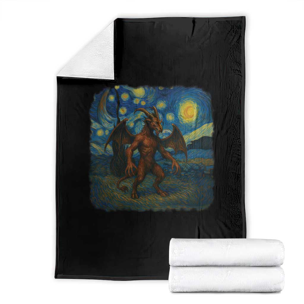 Jersey Devil Starry Night Throw Blanket Van Gogh Cryptid Gift - Wonder Print Shop