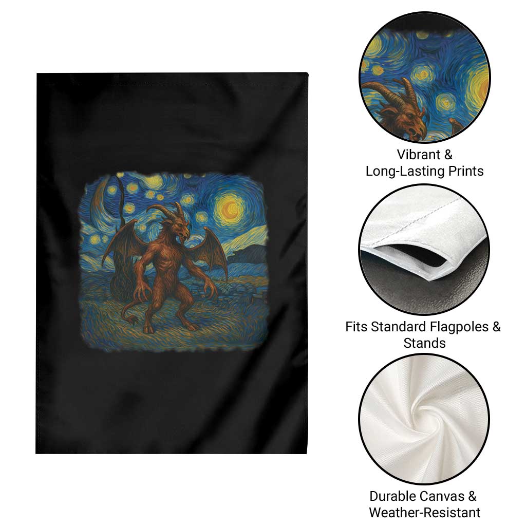 Jersey Devil Starry Night Garden Flag Van Gogh Cryptid Gift - Wonder Print Shop