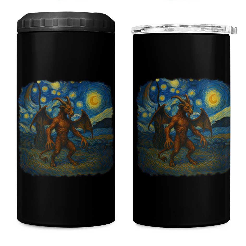Jersey Devil Starry Night 4 in 1 Can Cooler Tumbler Van Gogh Cryptid Gift