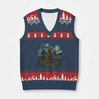 Jersey Devil Starry Night V-Neck Knit Sweater Vest Van Gogh Cryptid Gift - Wonder Print Shop