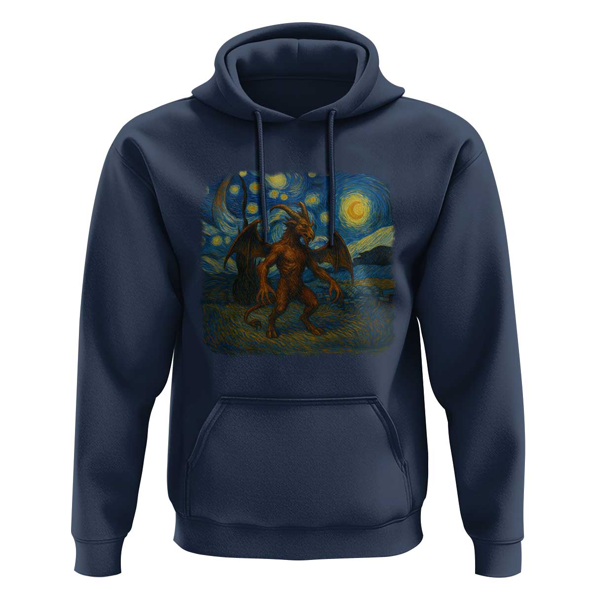 Jersey Devil Starry Night Hoodie Van Gogh Cryptid Gift - Wonder Print Shop