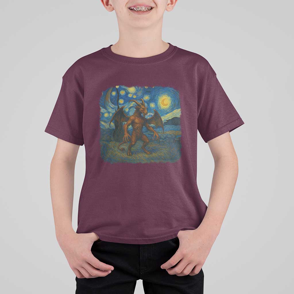 Jersey Devil Starry Night T Shirt For Kid Van Gogh Cryptid Gift - Wonder Print Shop