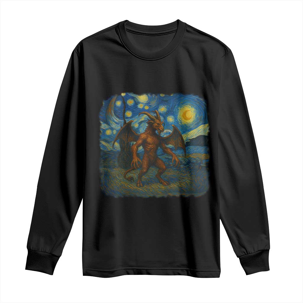 Jersey Devil Starry Night Long Sleeve Shirt Van Gogh Cryptid Gift - Wonder Print Shop