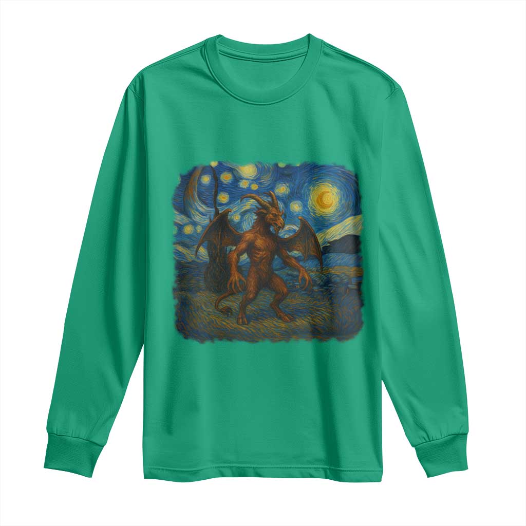 Jersey Devil Starry Night Long Sleeve Shirt Van Gogh Cryptid Gift - Wonder Print Shop