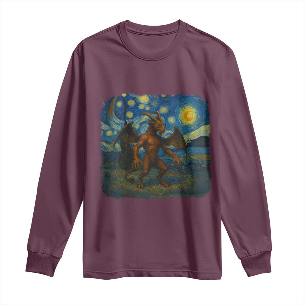 Jersey Devil Starry Night Long Sleeve Shirt Van Gogh Cryptid Gift - Wonder Print Shop