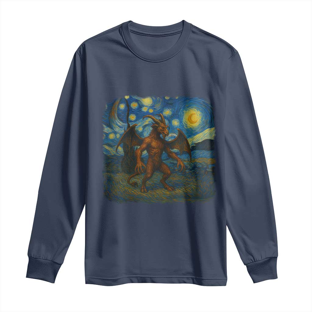 Jersey Devil Starry Night Long Sleeve Shirt Van Gogh Cryptid Gift - Wonder Print Shop