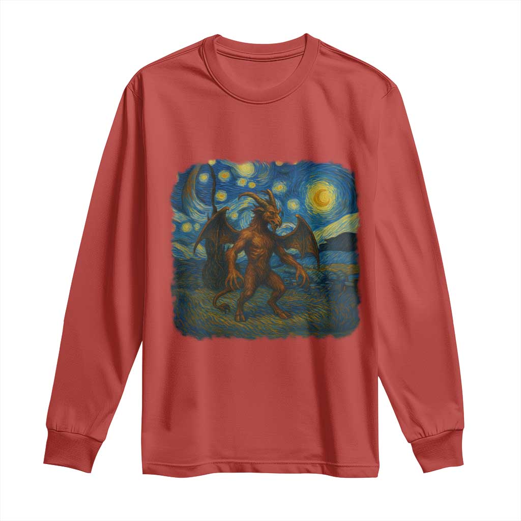 Jersey Devil Starry Night Long Sleeve Shirt Van Gogh Cryptid Gift - Wonder Print Shop