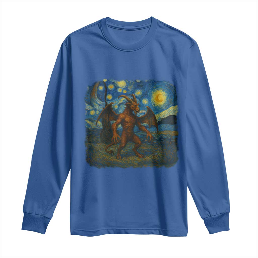 Jersey Devil Starry Night Long Sleeve Shirt Van Gogh Cryptid Gift - Wonder Print Shop