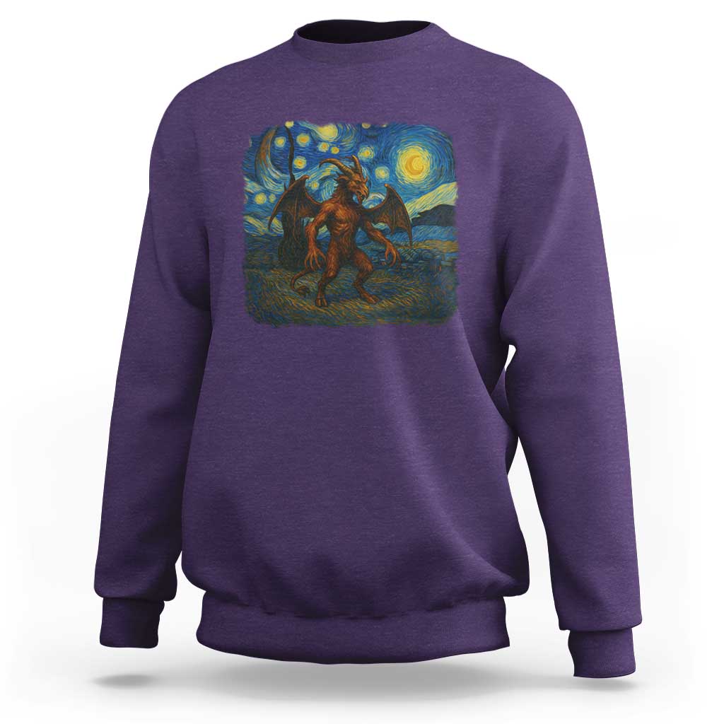 Jersey Devil Starry Night Sweatshirt Van Gogh Cryptid Gift - Wonder Print Shop