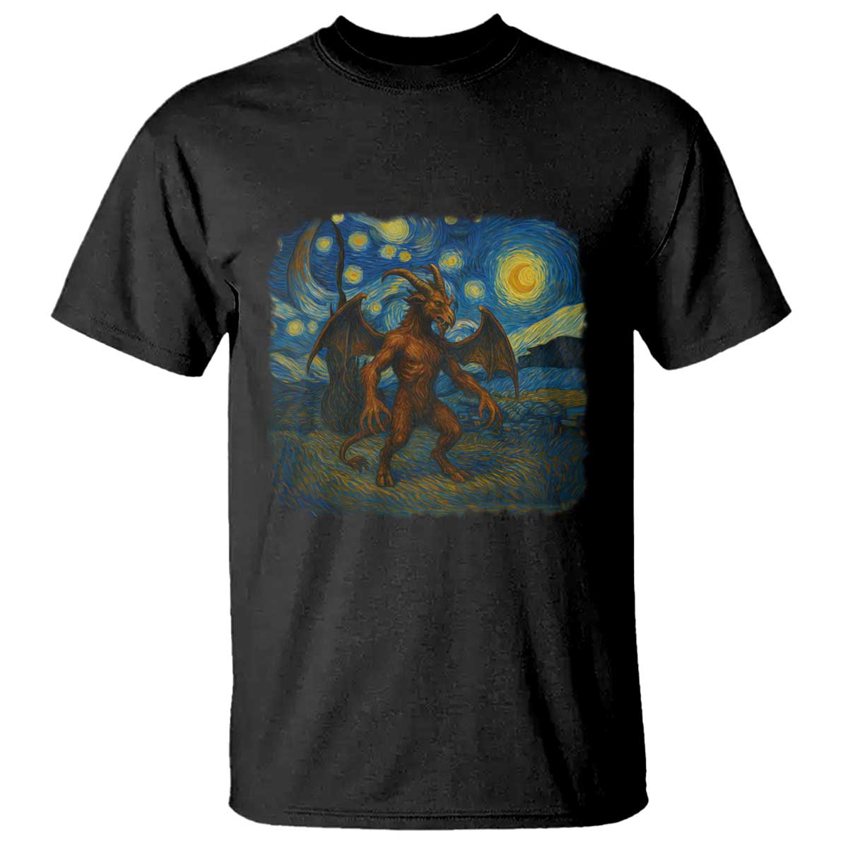 Jersey Devil Starry Night T Shirt Van Gogh Cryptid Gift - Wonder Print Shop
