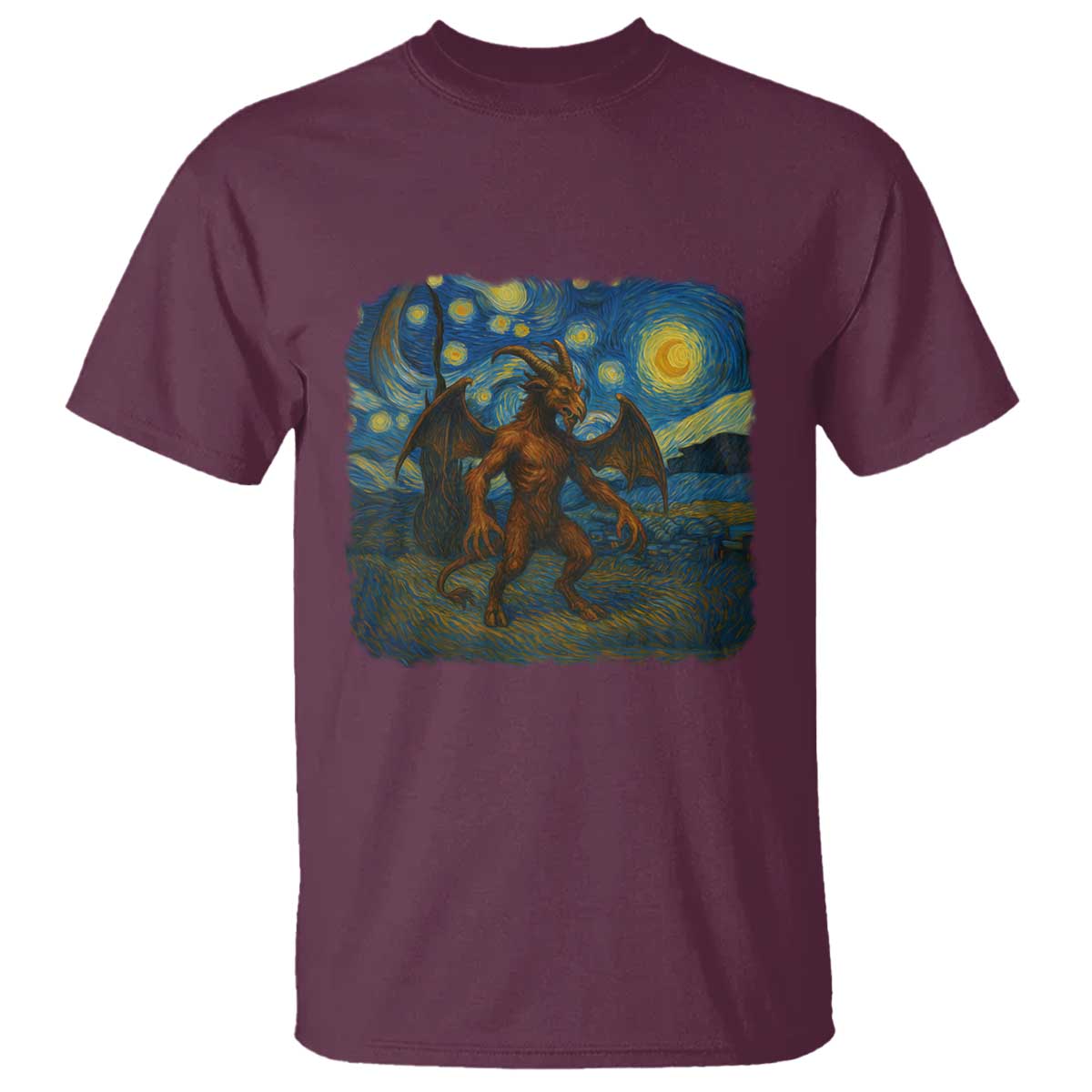 Jersey Devil Starry Night T Shirt Van Gogh Cryptid Gift - Wonder Print Shop