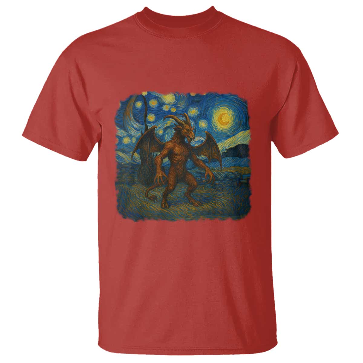 Jersey Devil Starry Night T Shirt Van Gogh Cryptid Gift - Wonder Print Shop