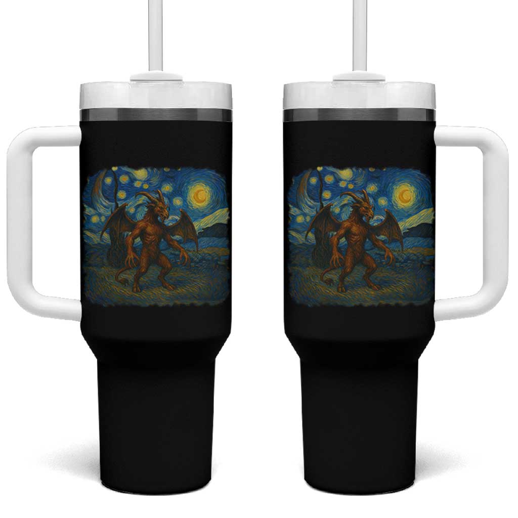 Jersey Devil Starry Night Tumbler With Handle Van Gogh Cryptid Gift