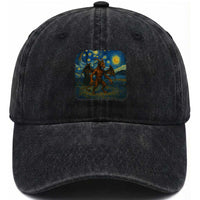 Jersey Devil Starry Night Washed Cotton Baseball Cap Van Gogh Cryptid Gift