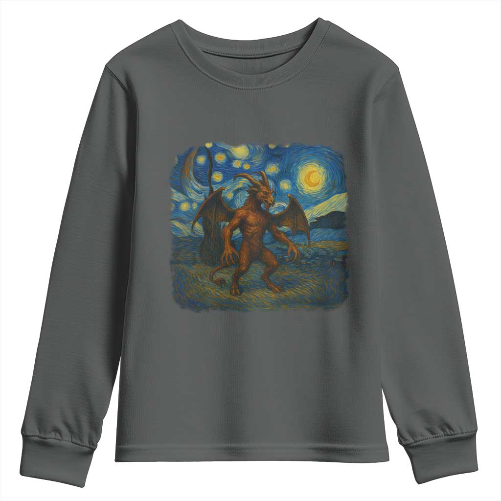 Jersey Devil Starry Night Youth Sweatshirt Van Gogh Cryptid Gift - Wonder Print Shop