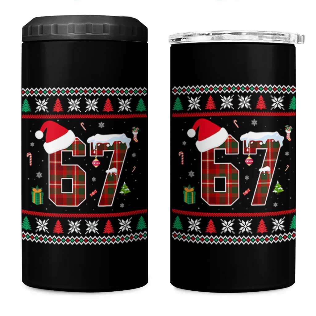 Funny Six Seven Meme Christmas Ugly Sweater 4 in 1 Can Cooler Tumbler Trendy Tiktok Gift - Wonder Print Shop