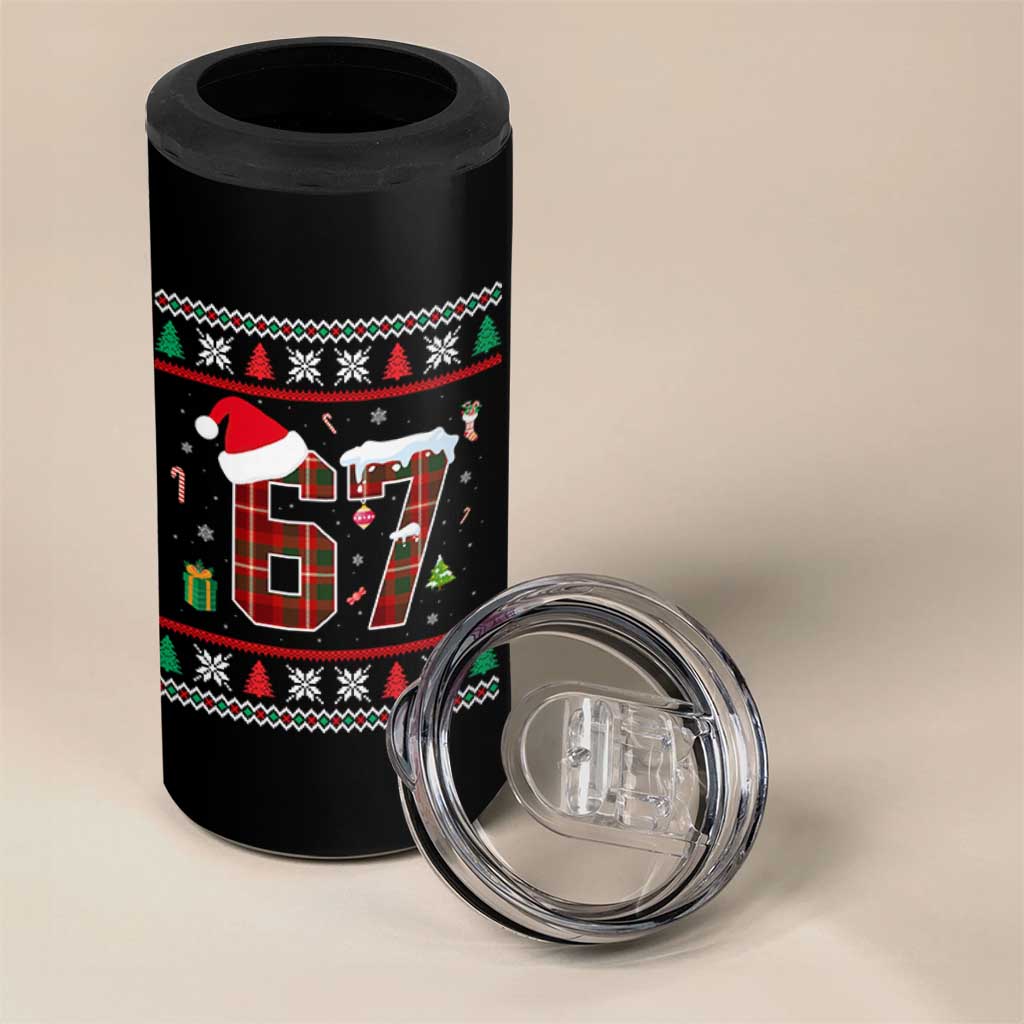 Funny Six Seven Meme Christmas Ugly Sweater 4 in 1 Can Cooler Tumbler Trendy Tiktok Gift - Wonder Print Shop