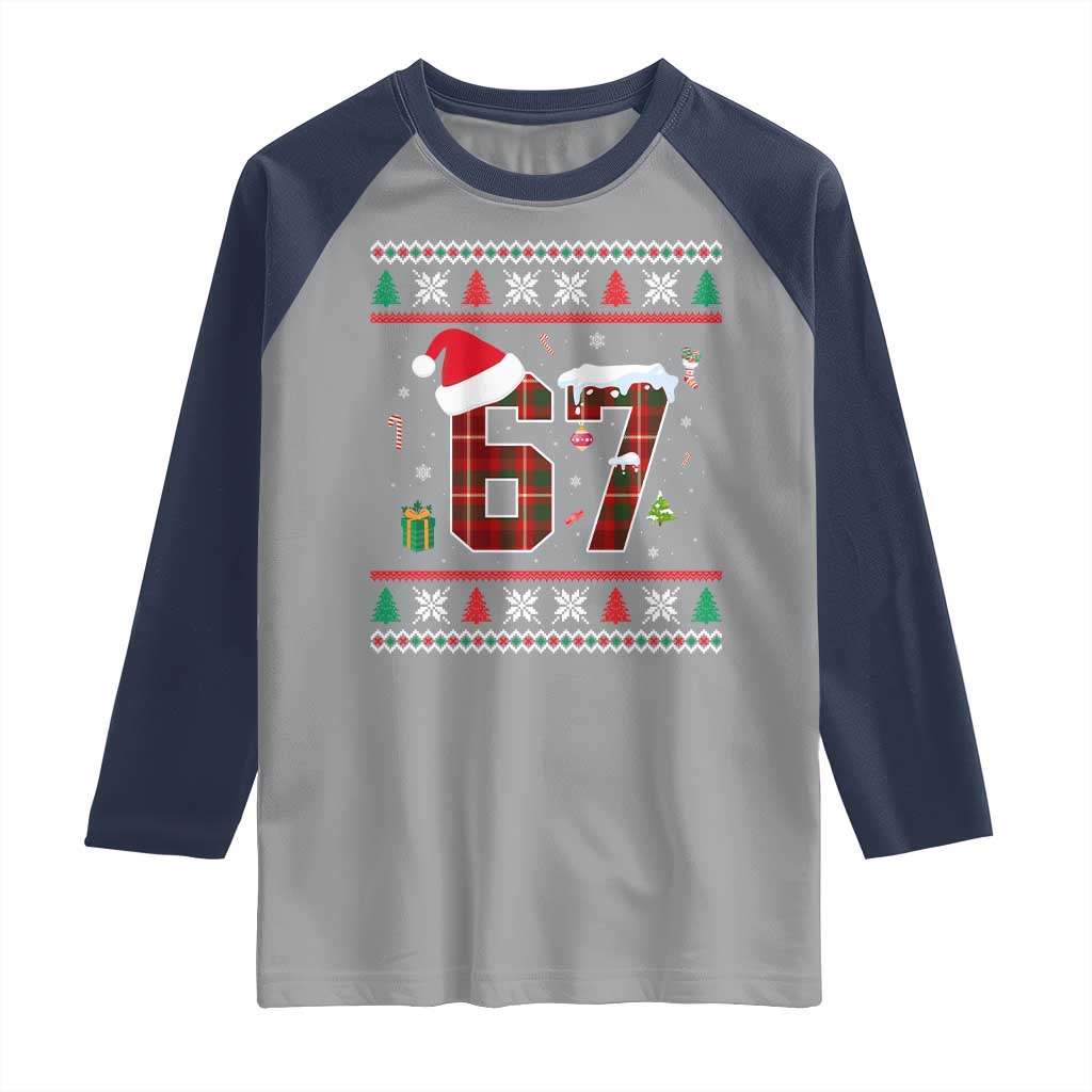 Funny Six Seven Meme Christmas Ugly Sweater Raglan Shirt Trendy Tiktok Gift - Wonder Print Shop