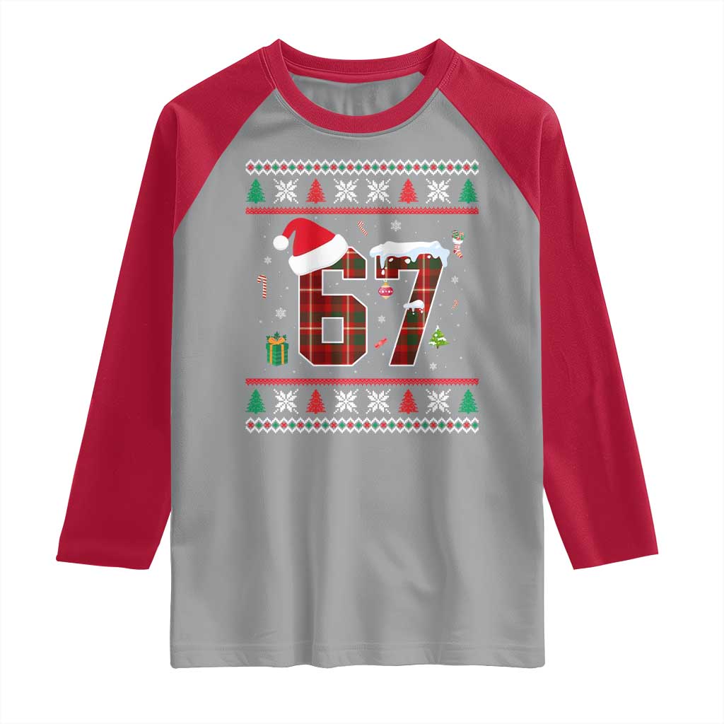 Funny Six Seven Meme Christmas Ugly Sweater Raglan Shirt Trendy Tiktok Gift - Wonder Print Shop