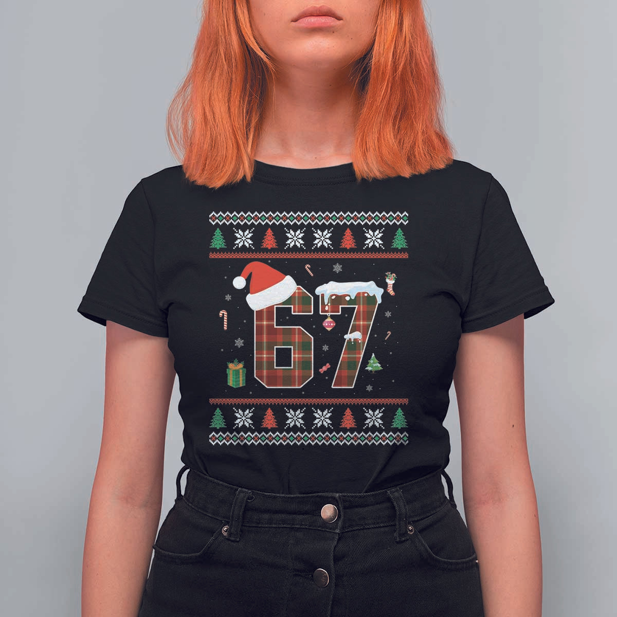 Funny Six Seven Meme Christmas Ugly Sweater T Shirt For Women Trendy Tiktok Gift - Wonder Print Shop