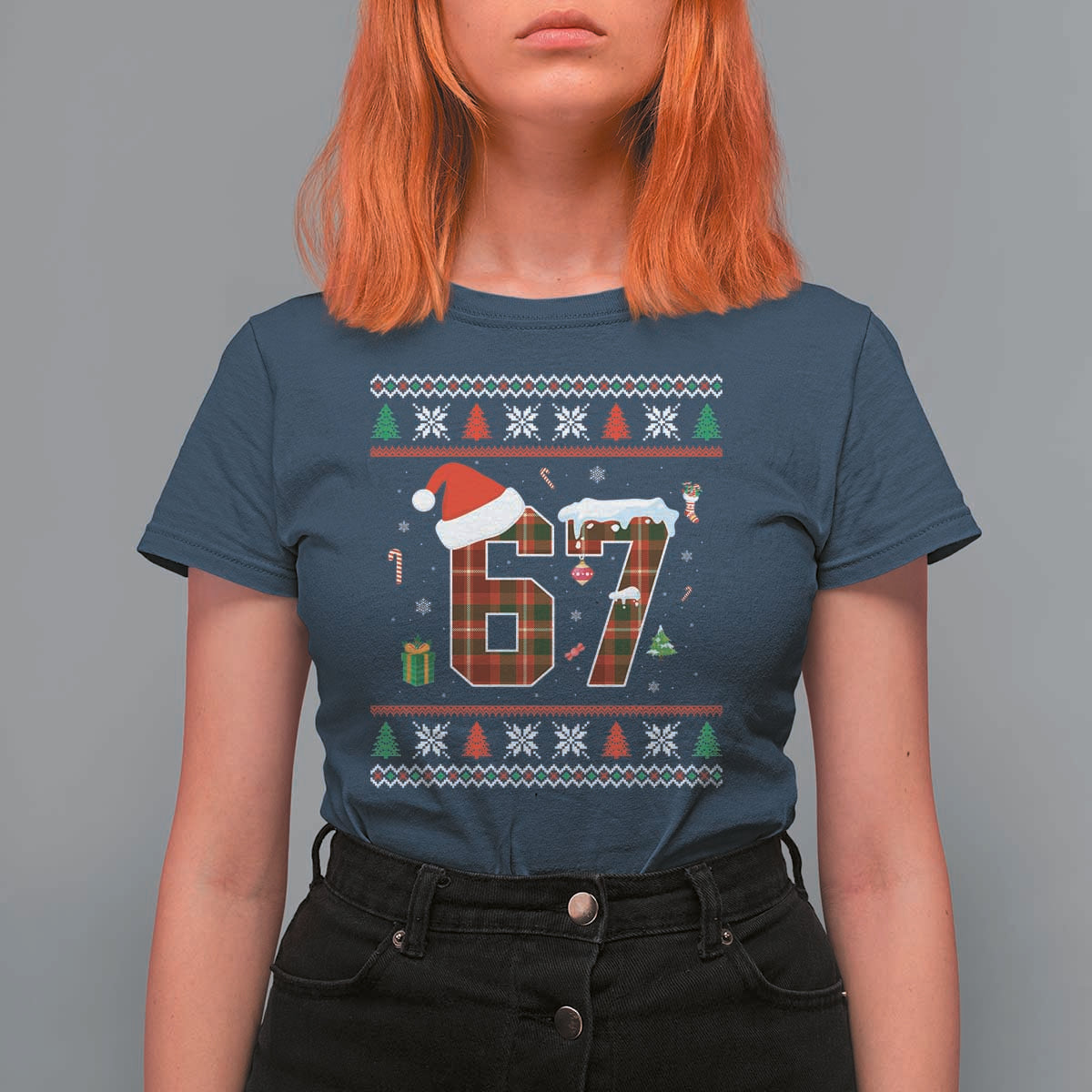 Funny Six Seven Meme Christmas Ugly Sweater T Shirt For Women Trendy Tiktok Gift - Wonder Print Shop
