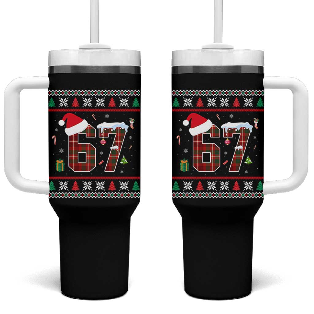 Funny Six Seven Meme Christmas Ugly Sweater Tumbler With Handle Trendy Tiktok Gift - Wonder Print Shop