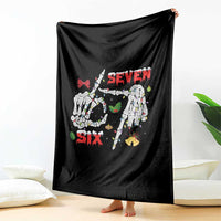 Six And Seven Meme Skeleton Throw Blanket Funny Trendy Christmas Party Gift - Wonder Print Shop