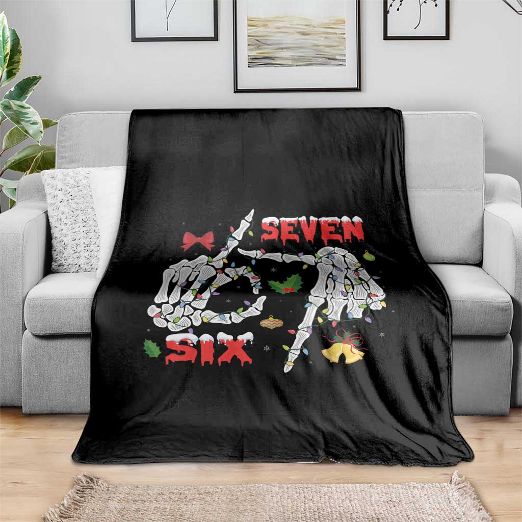 Six And Seven Meme Skeleton Throw Blanket Funny Trendy Christmas Party Gift - Wonder Print Shop