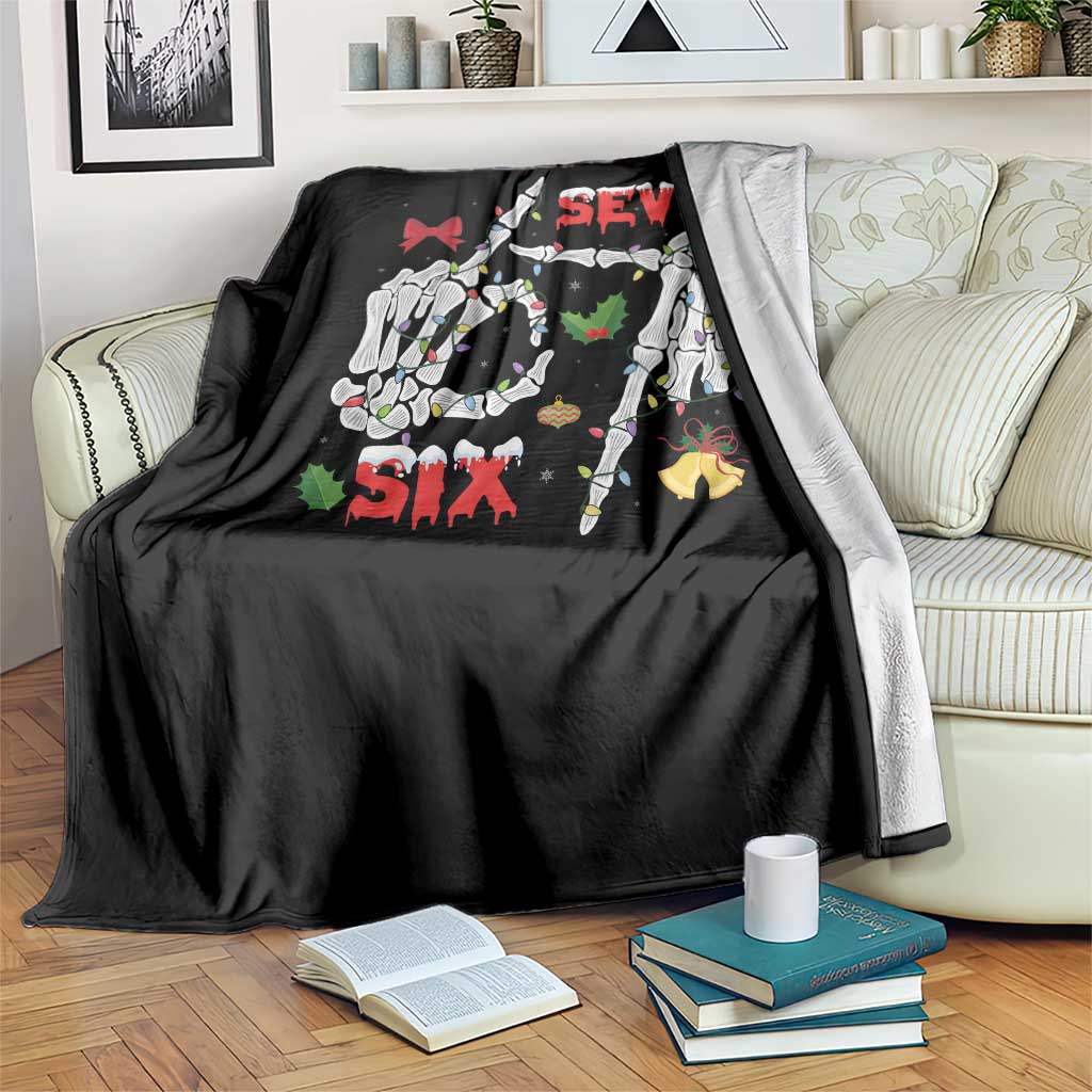 Six And Seven Meme Skeleton Throw Blanket Funny Trendy Christmas Party Gift - Wonder Print Shop