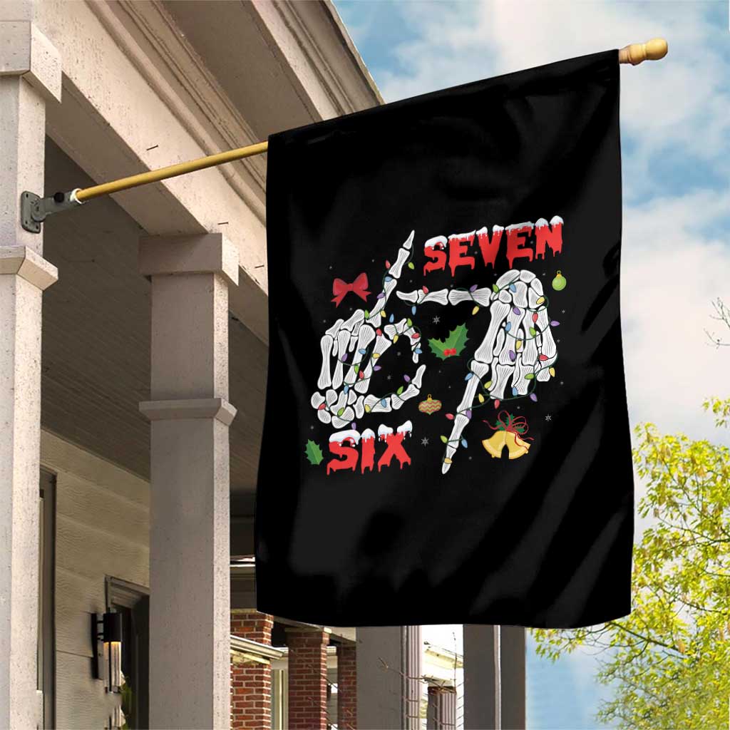 Six And Seven Meme Skeleton Garden Flag Funny Trendy Christmas Party Gift - Wonder Print Shop
