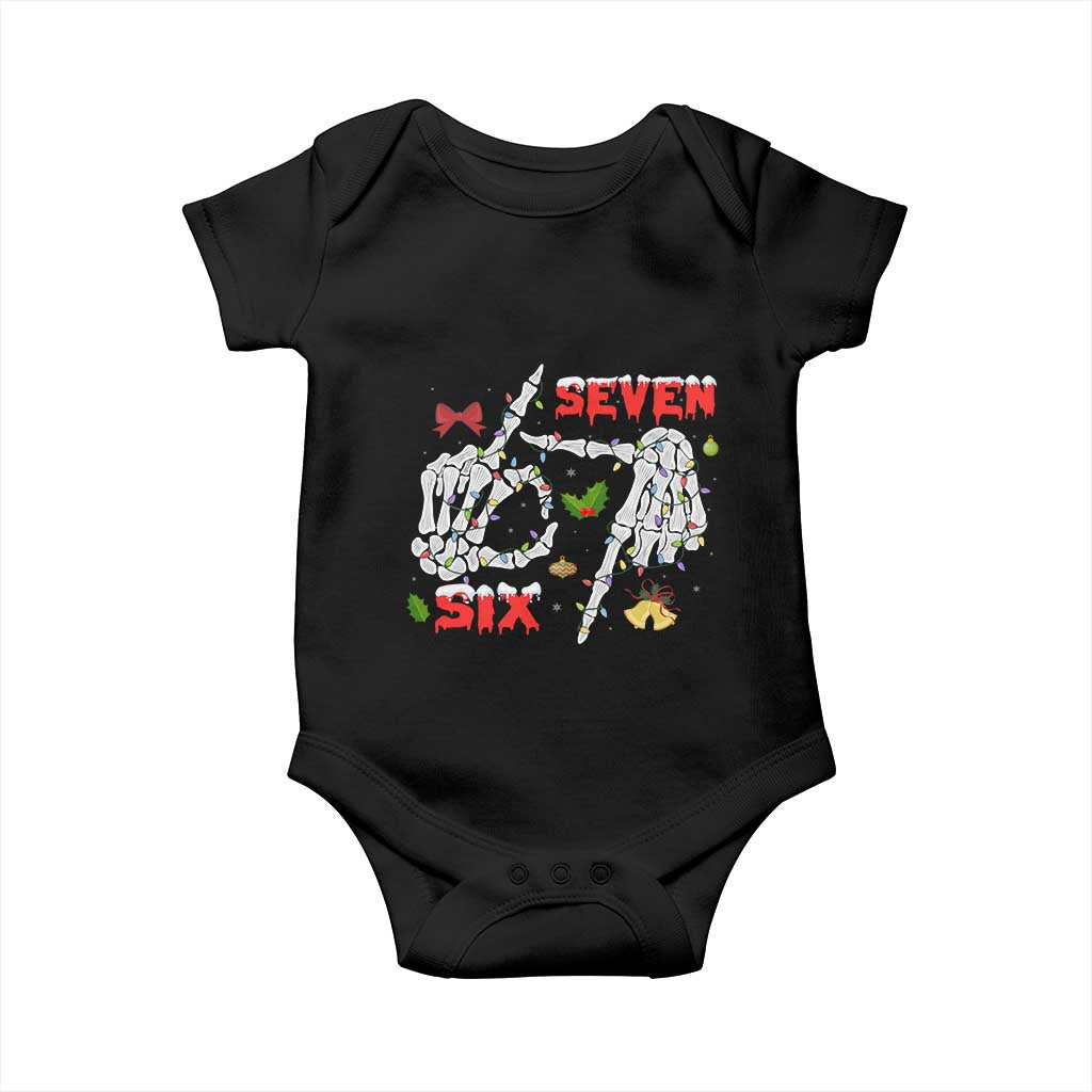 Six And Seven Meme Skeleton Baby Onesie Funny Trendy Christmas Party Gift - Wonder Print Shop